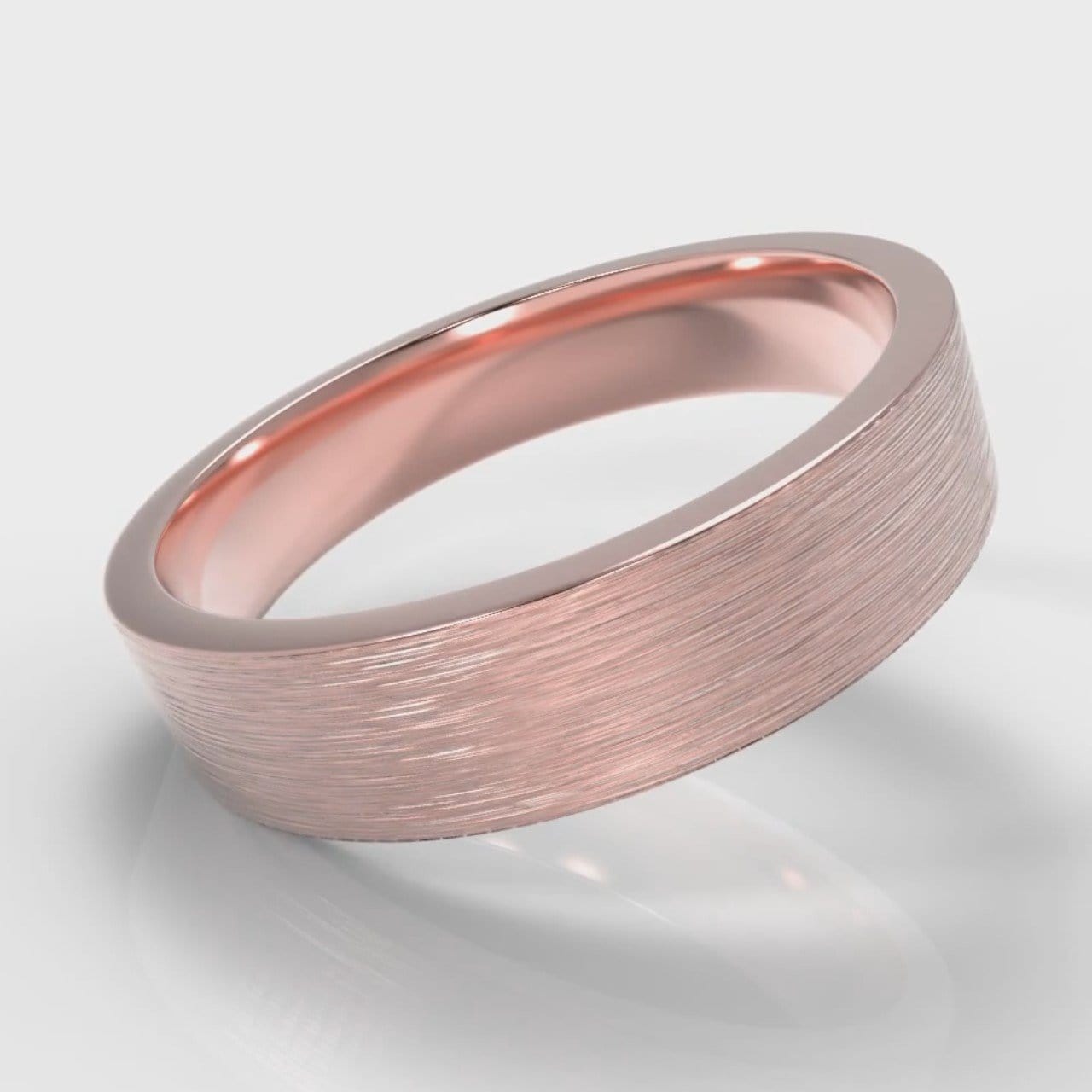 5mm Flat Top Comfort Fit Brushed Wedding Ring - Rose Gold