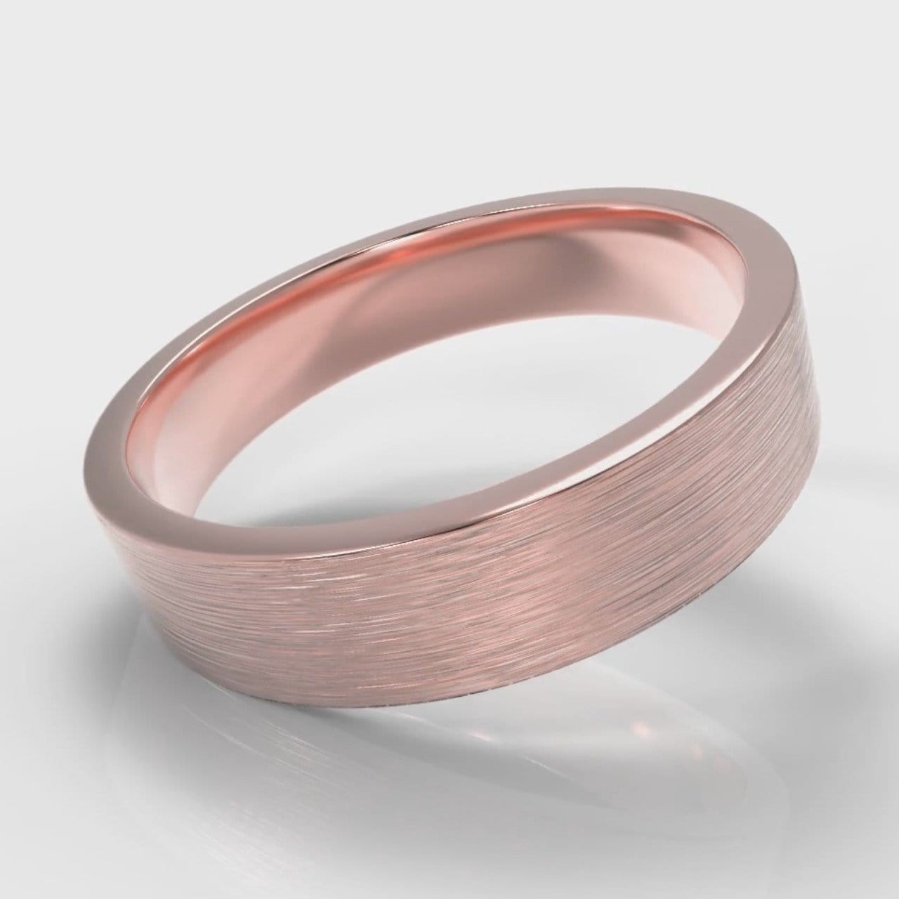 5mm Flat Top Comfort Fit Brushed Wedding Ring - Rose Gold