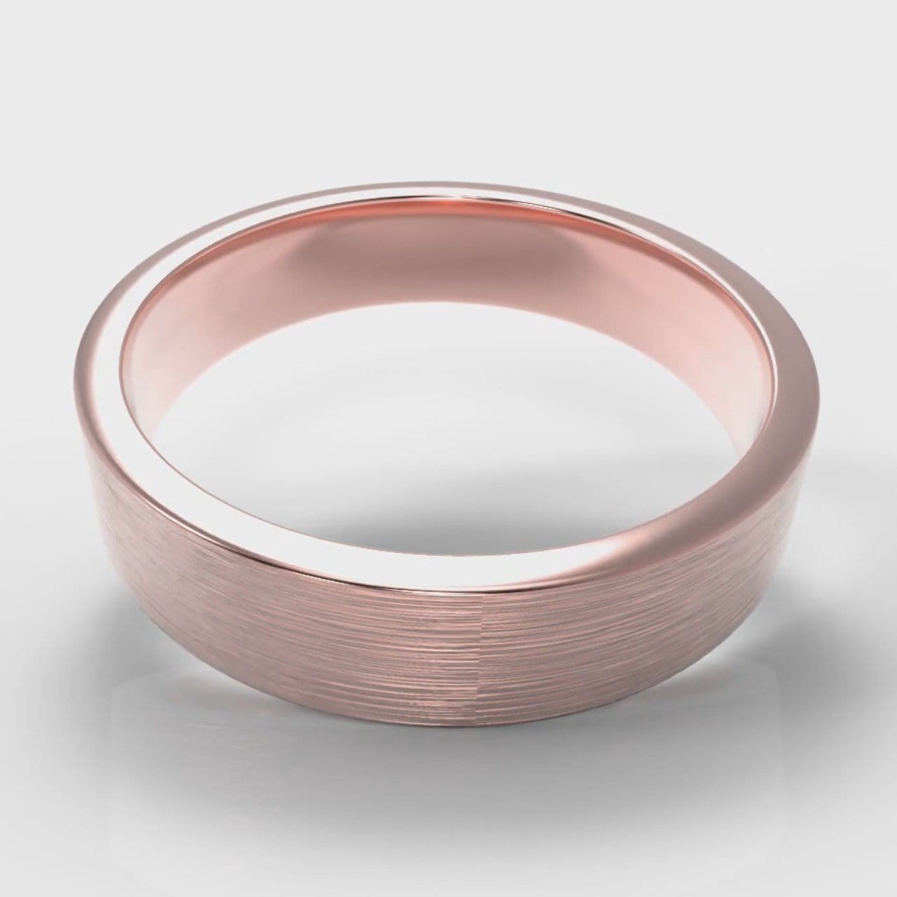 5mm Flat Top Comfort Fit Brushed Wedding Ring - Rose Gold
