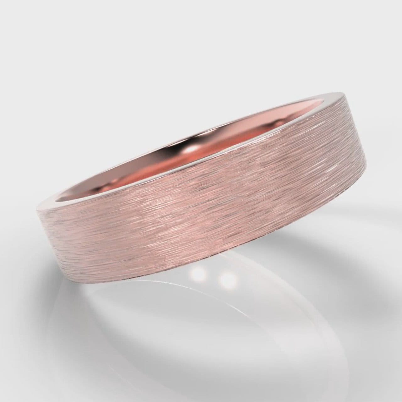 5mm Flat Top Comfort Fit Brushed Wedding Ring - Rose Gold
