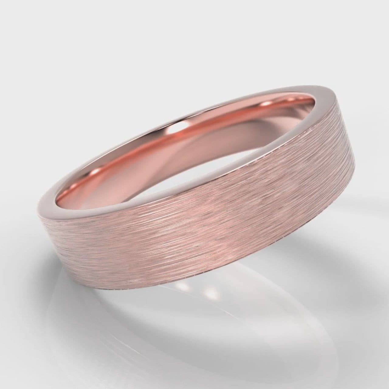 5mm Flat Top Comfort Fit Brushed Wedding Ring - Rose Gold