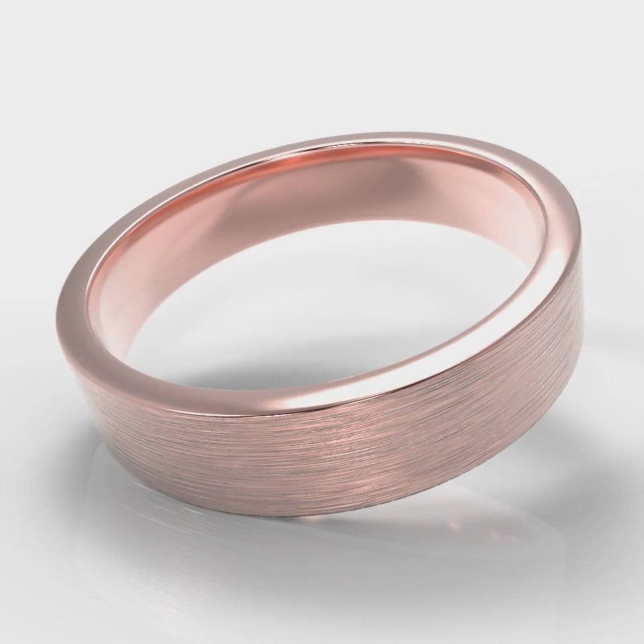 5mm Flat Top Comfort Fit Brushed Wedding Ring - Rose Gold