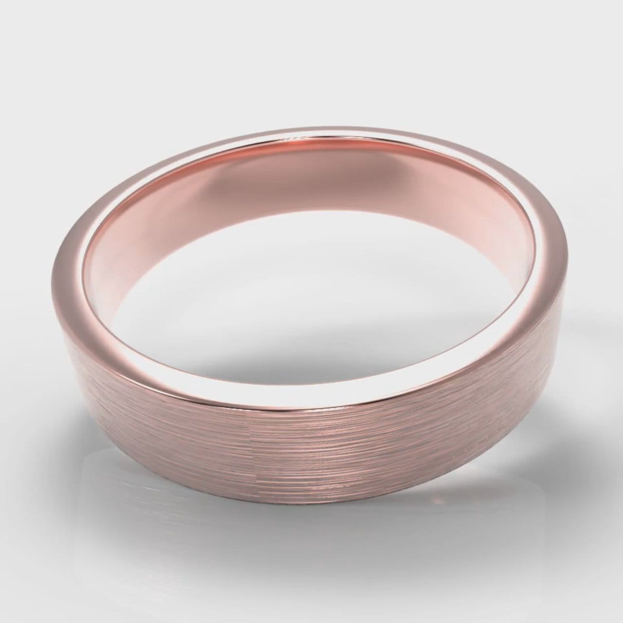 5mm Flat Top Comfort Fit Brushed Wedding Ring - Rose Gold