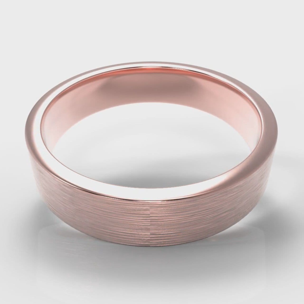 5mm Flat Top Comfort Fit Brushed Wedding Ring - Rose Gold