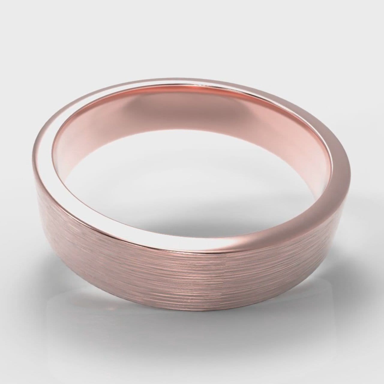 5mm Flat Top Comfort Fit Brushed Wedding Ring - Rose Gold