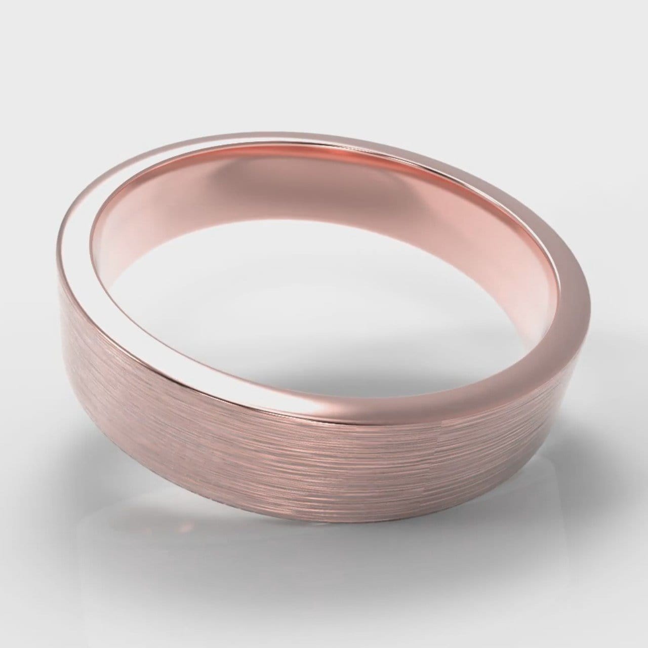 5mm Flat Top Comfort Fit Brushed Wedding Ring - Rose Gold