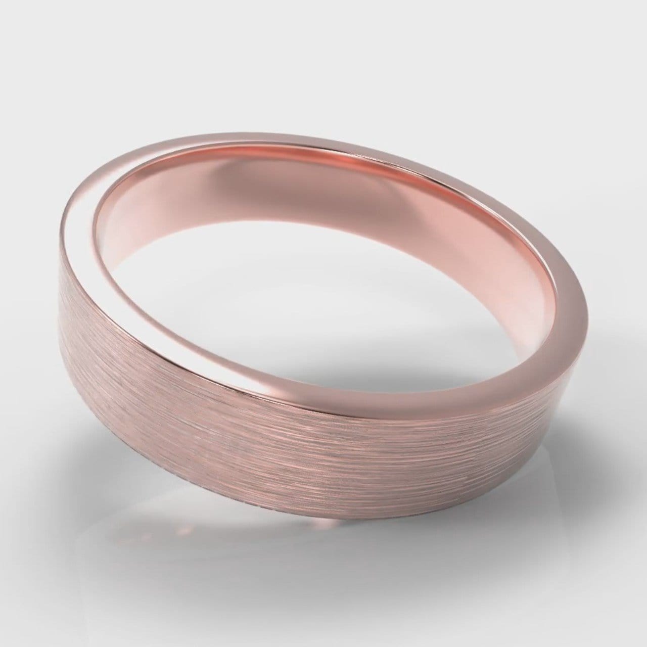 5mm Flat Top Comfort Fit Brushed Wedding Ring - Rose Gold