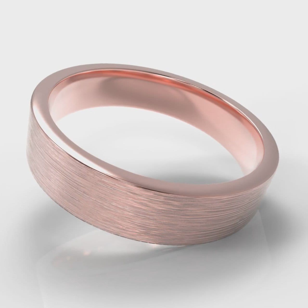 5mm Flat Top Comfort Fit Brushed Wedding Ring - Rose Gold