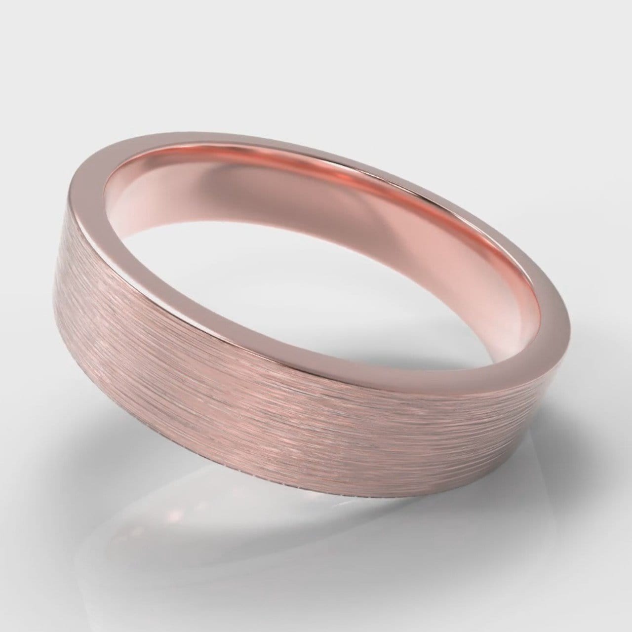 5mm Flat Top Comfort Fit Brushed Wedding Ring - Rose Gold
