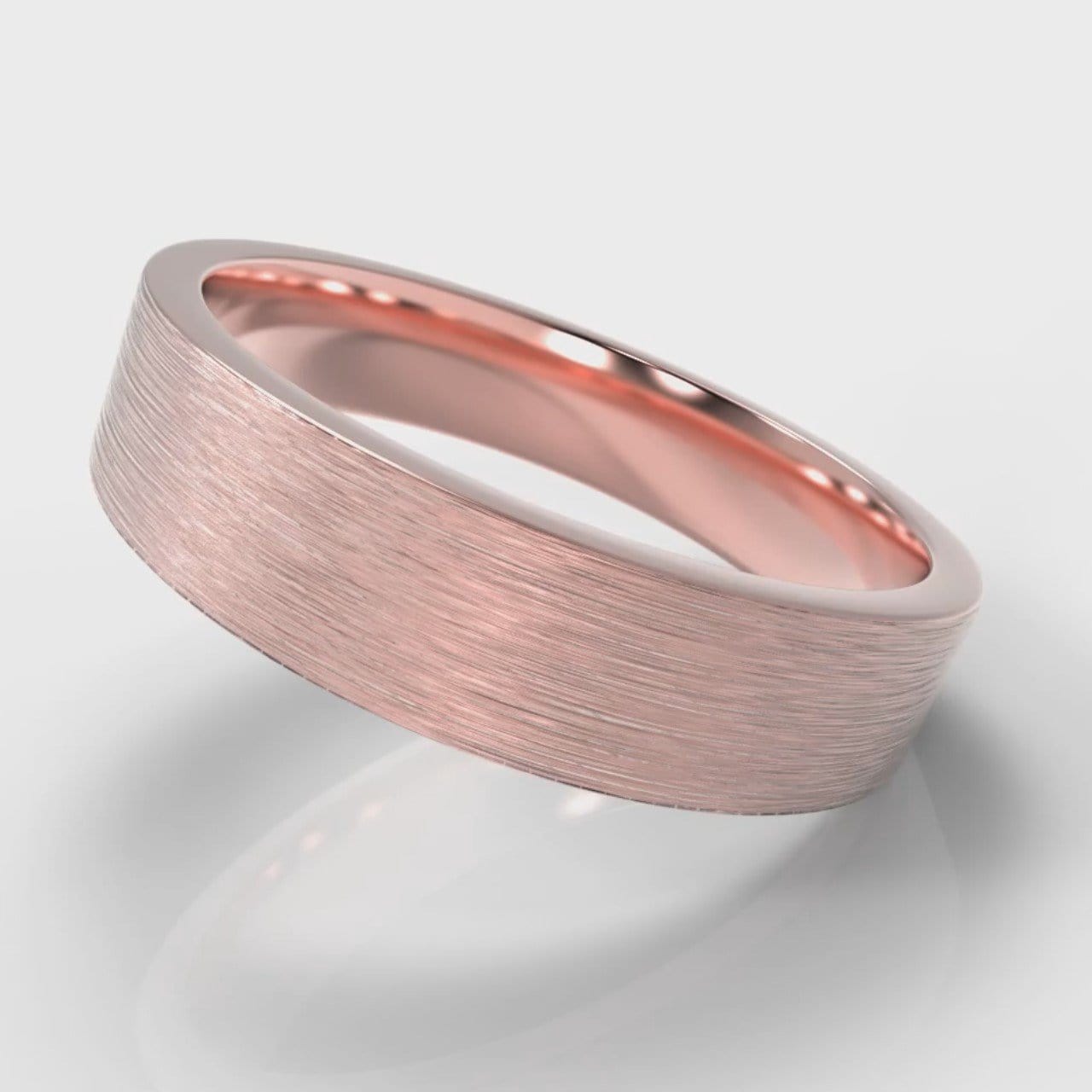 5mm Flat Top Comfort Fit Brushed Wedding Ring - Rose Gold