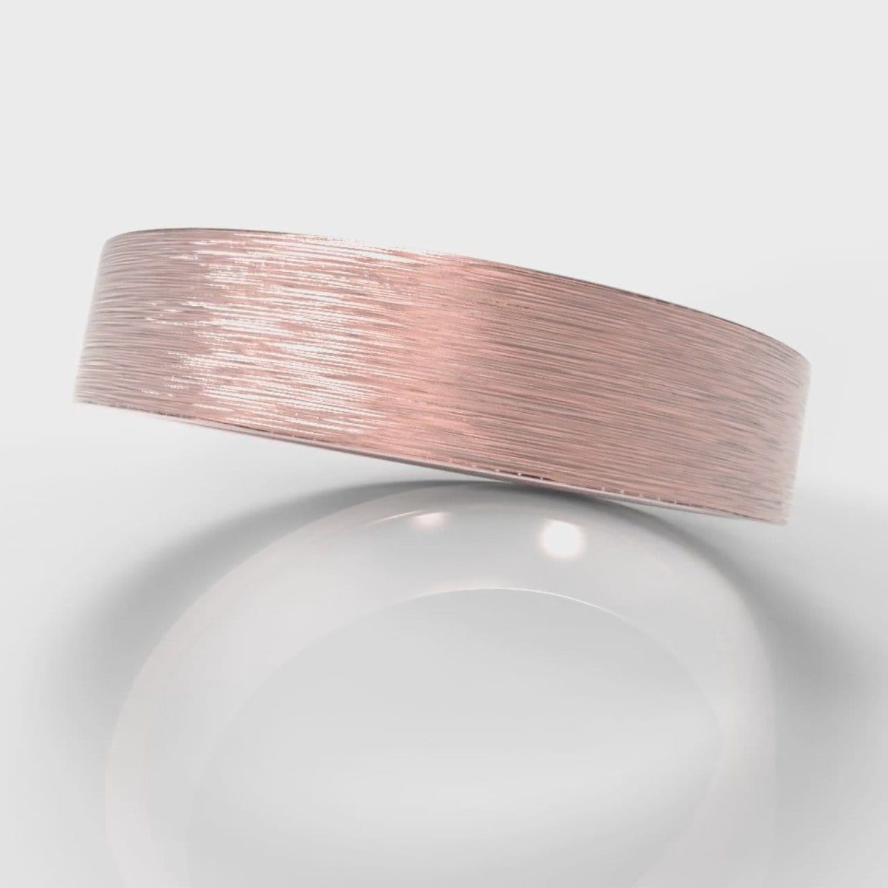 5mm Flat Top Comfort Fit Brushed Wedding Ring - Rose Gold