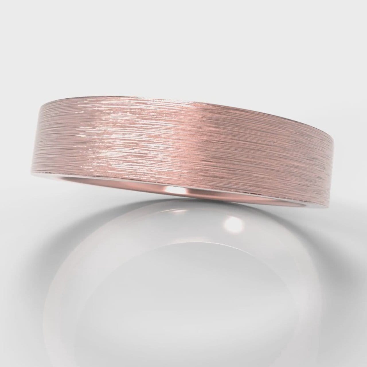 5mm Flat Top Comfort Fit Brushed Wedding Ring - Rose Gold