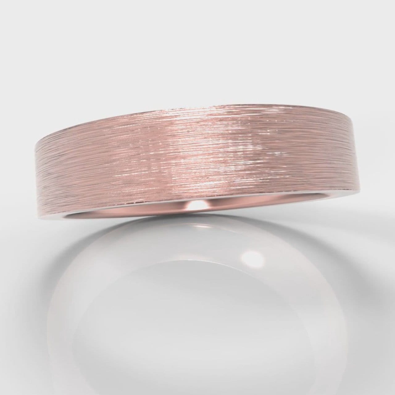 5mm Flat Top Comfort Fit Brushed Wedding Ring - Rose Gold