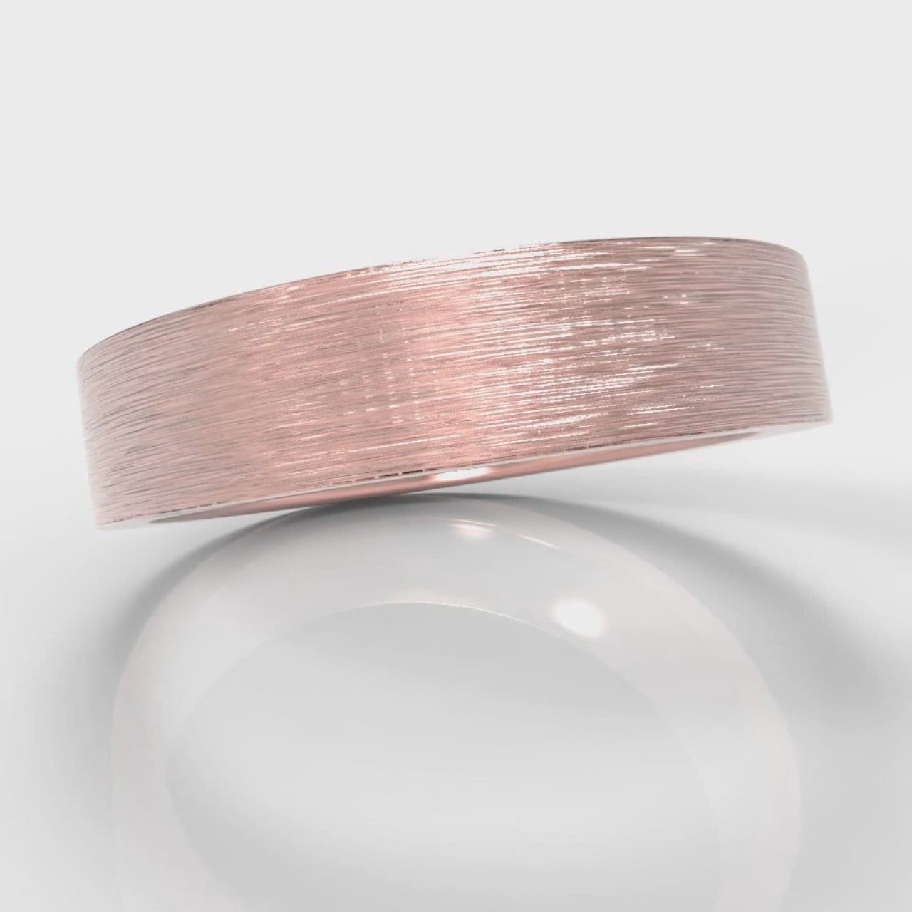 5mm Flat Top Comfort Fit Brushed Wedding Ring - Rose Gold