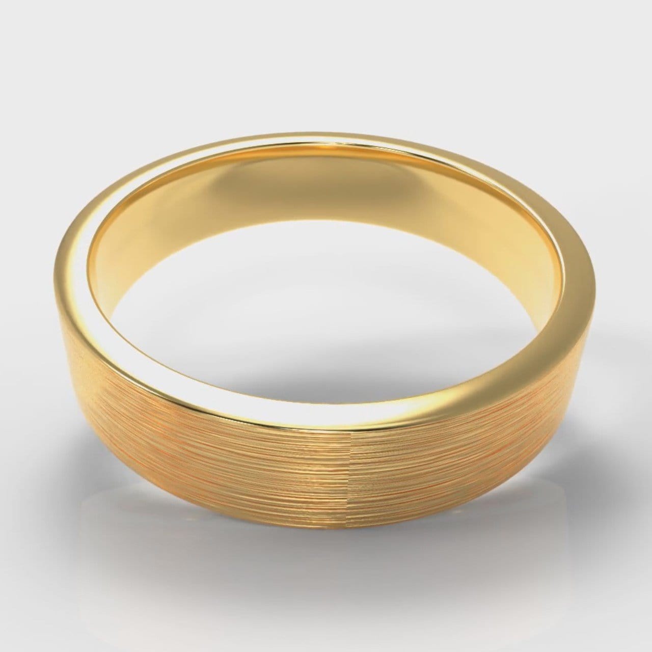 5mm Flat Top Comfort Fit Brushed Wedding Ring - Yellow Gold