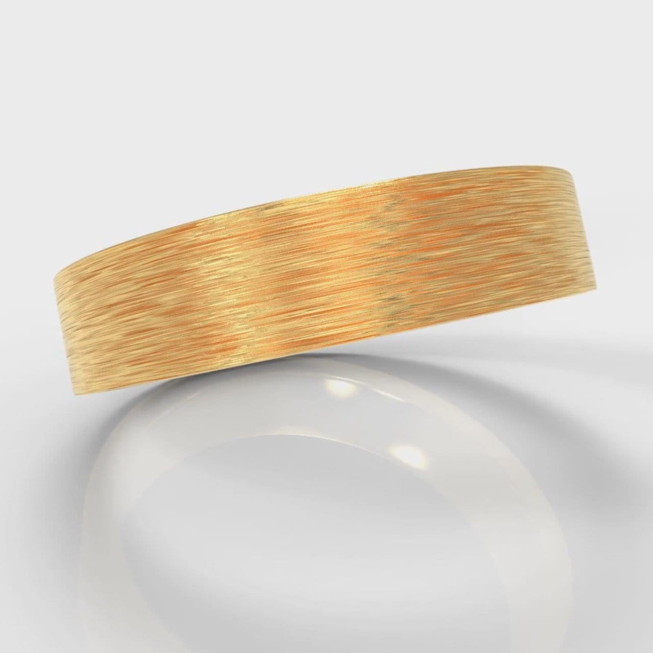 5mm Flat Top Comfort Fit Brushed Wedding Ring - Yellow Gold