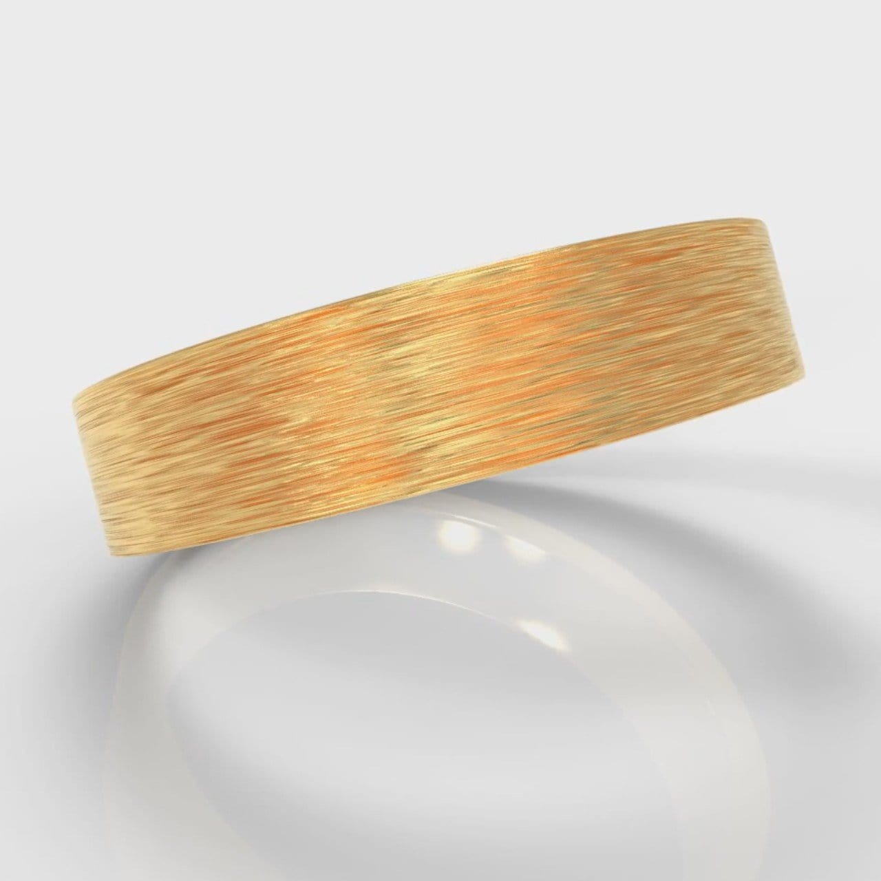 5mm Flat Top Comfort Fit Brushed Wedding Ring - Yellow Gold