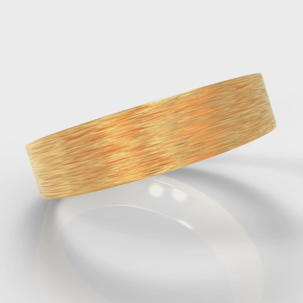 5mm Flat Top Comfort Fit Brushed Wedding Ring - Yellow Gold