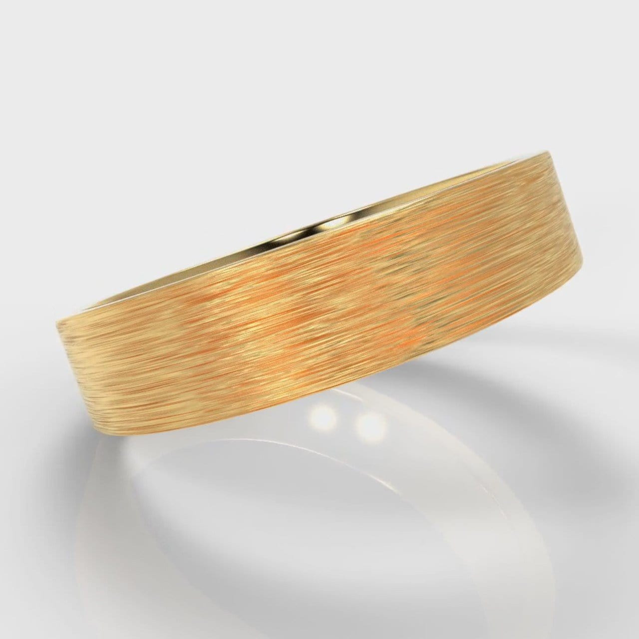 5mm Flat Top Comfort Fit Brushed Wedding Ring - Yellow Gold