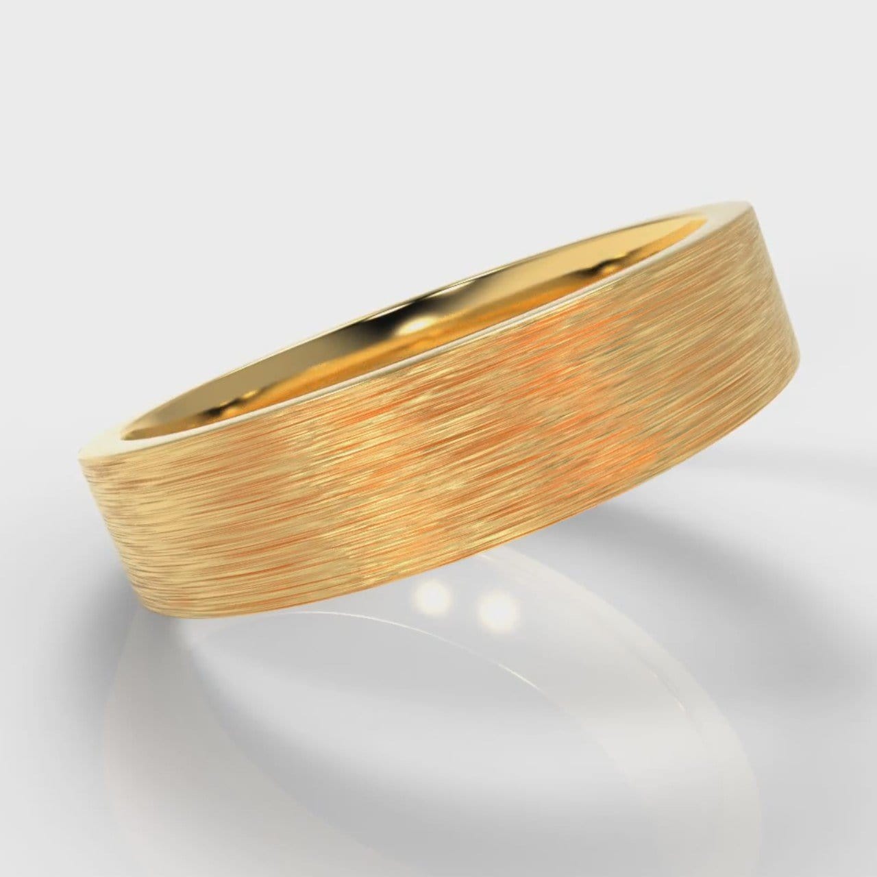 5mm Flat Top Comfort Fit Brushed Wedding Ring - Yellow Gold