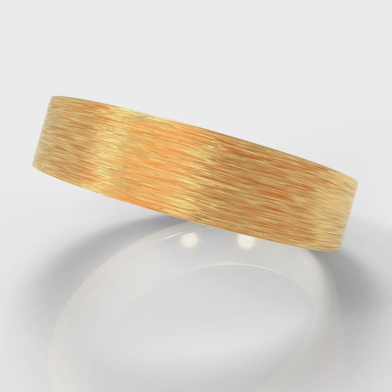 5mm Flat Top Comfort Fit Brushed Wedding Ring - Yellow Gold