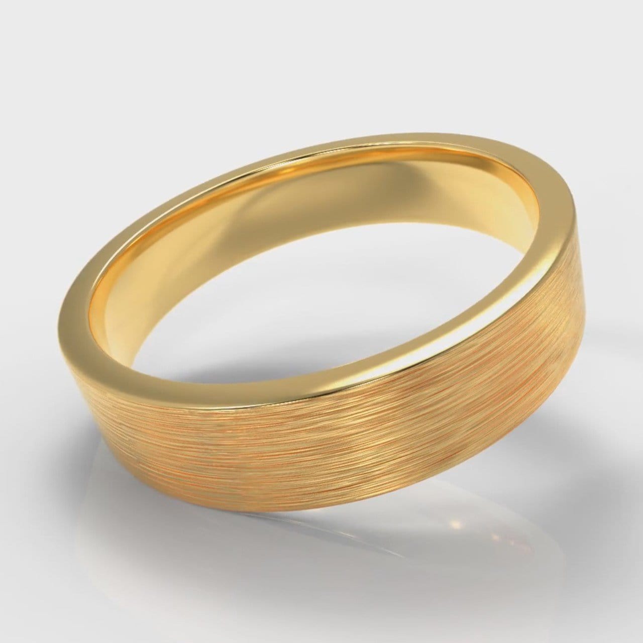 5mm Flat Top Comfort Fit Brushed Wedding Ring - Yellow Gold