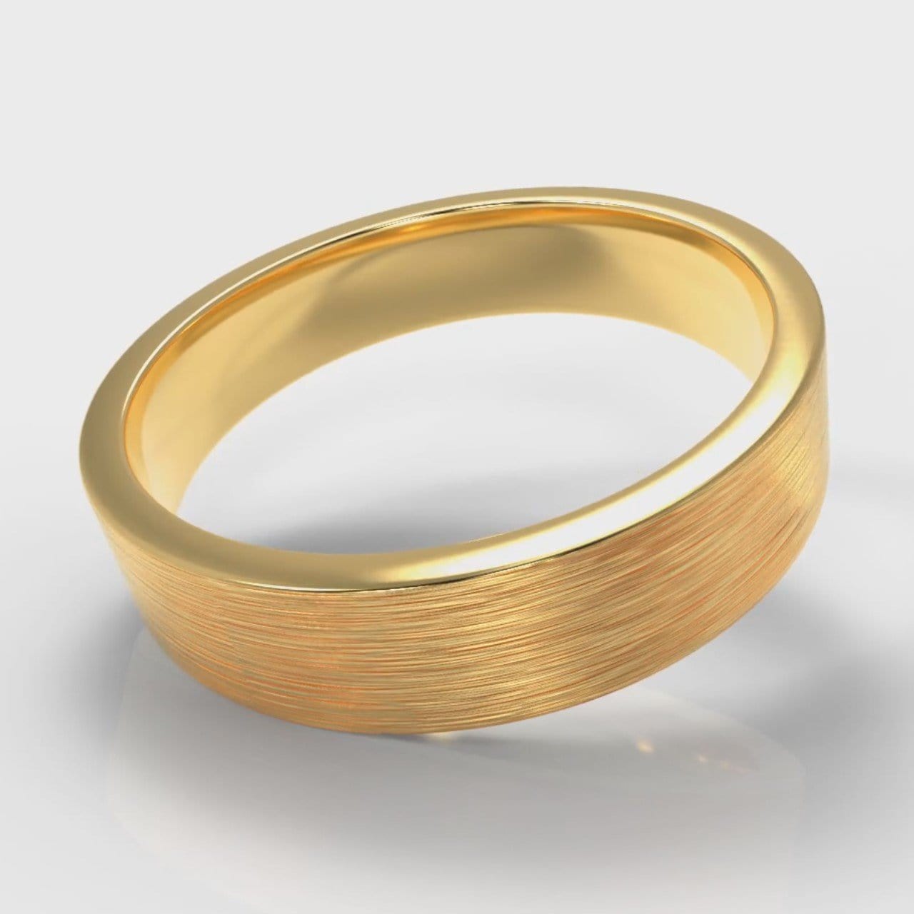 5mm Flat Top Comfort Fit Brushed Wedding Ring - Yellow Gold