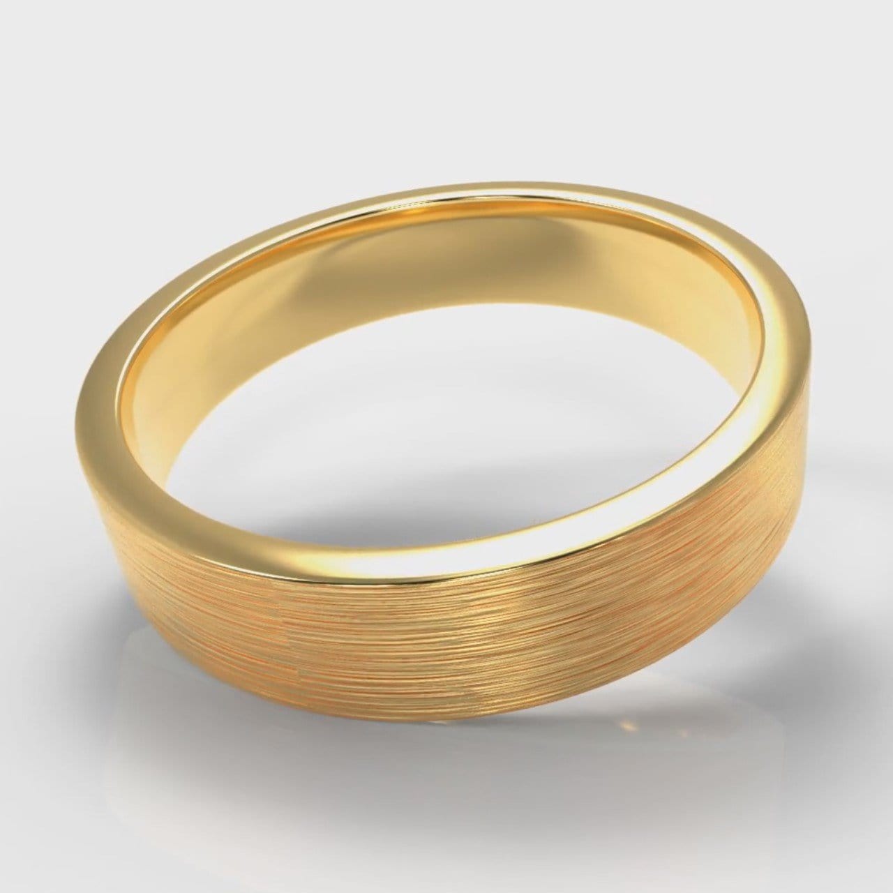 5mm Flat Top Comfort Fit Brushed Wedding Ring - Yellow Gold