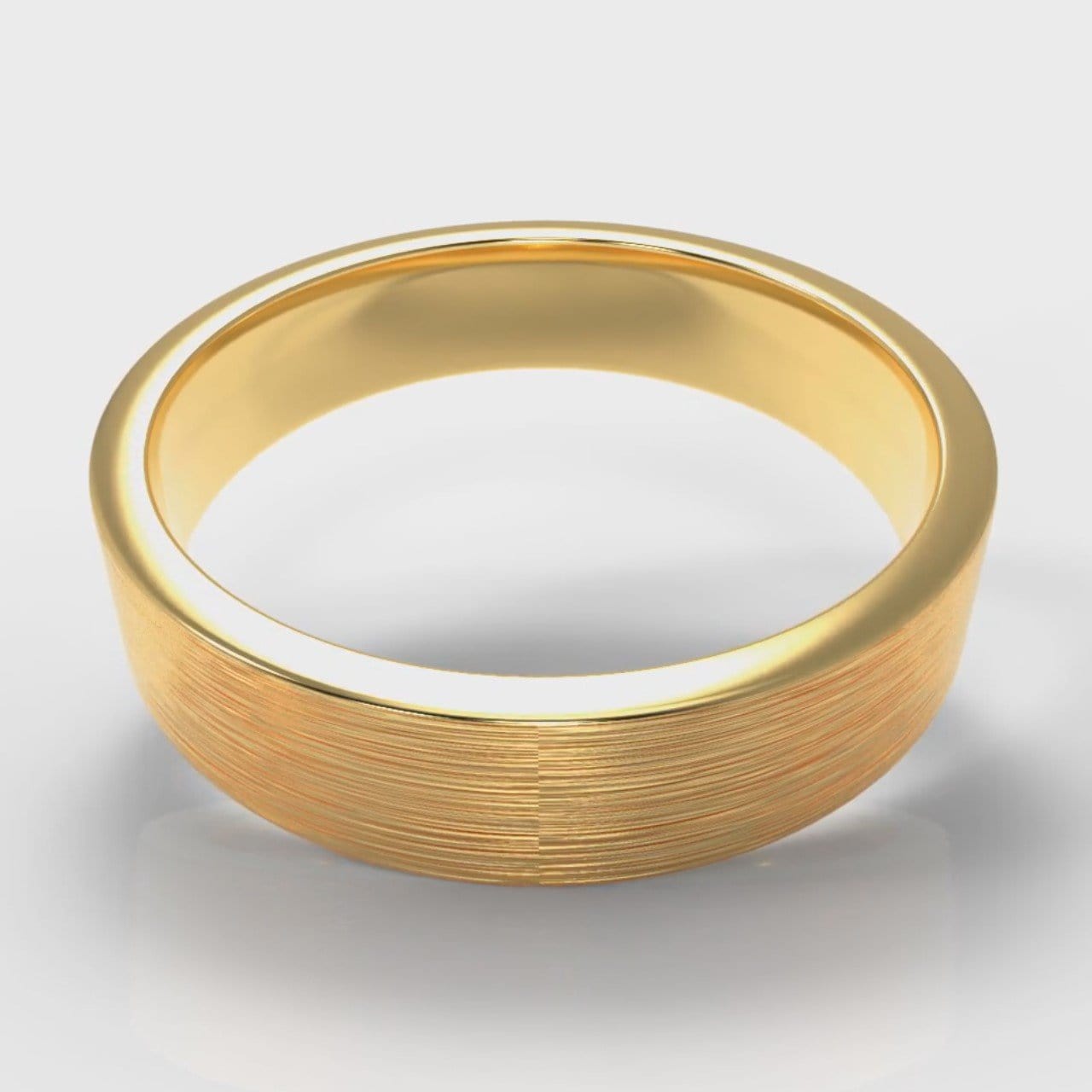 5mm Flat Top Comfort Fit Brushed Wedding Ring - Yellow Gold
