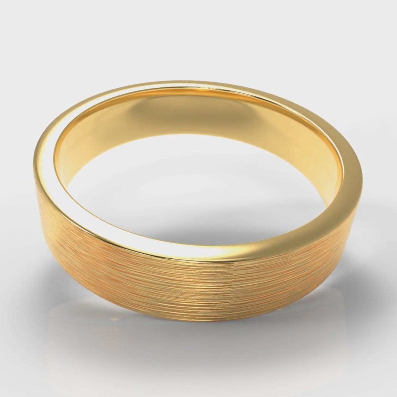 5mm Flat Top Comfort Fit Brushed Wedding Ring - Yellow Gold