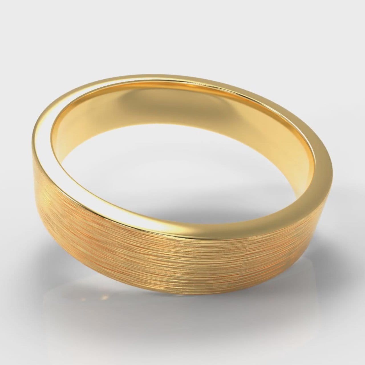 5mm Flat Top Comfort Fit Brushed Wedding Ring - Yellow Gold