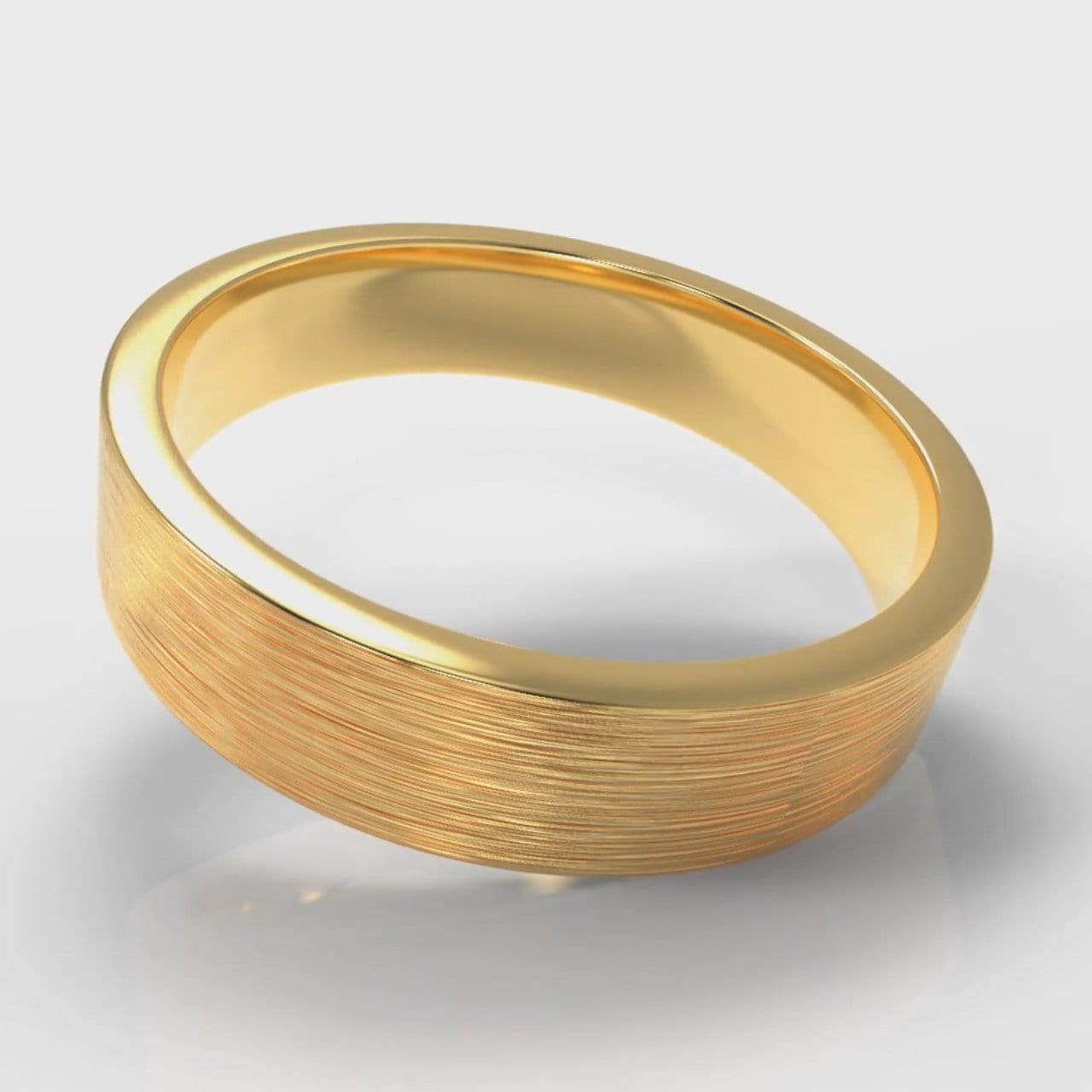 5mm Flat Top Comfort Fit Brushed Wedding Ring - Yellow Gold