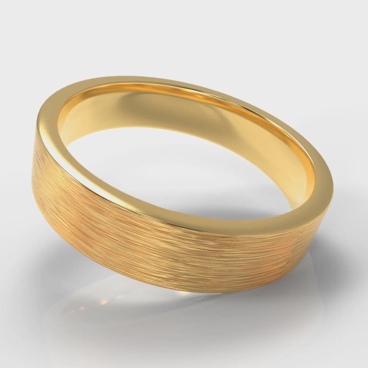 5mm Flat Top Comfort Fit Brushed Wedding Ring - Yellow Gold