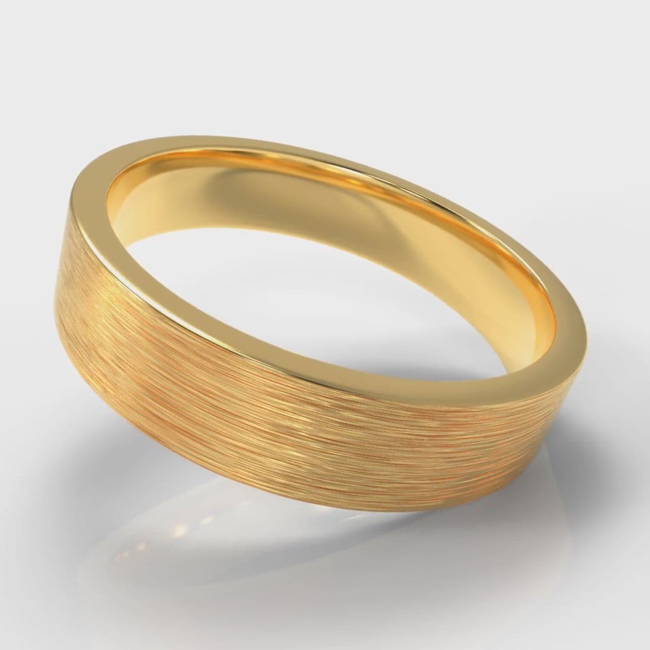 5mm Flat Top Comfort Fit Brushed Wedding Ring - Yellow Gold