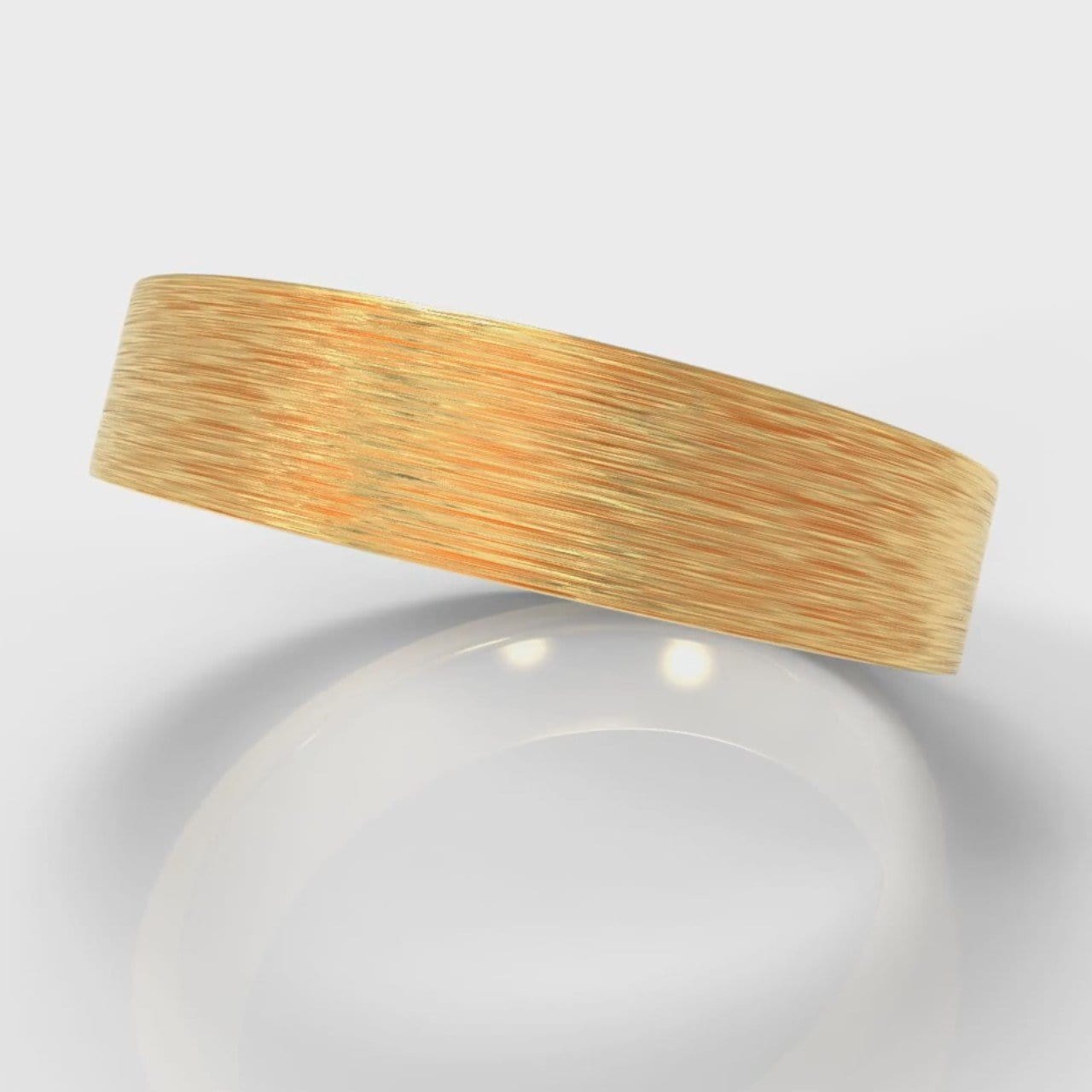 5mm Flat Top Comfort Fit Brushed Wedding Ring - Yellow Gold