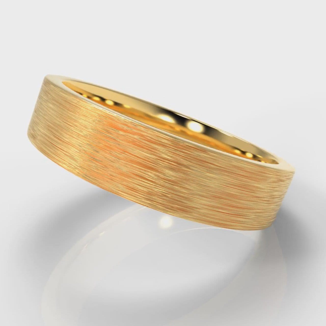 5mm Flat Top Comfort Fit Brushed Wedding Ring - Yellow Gold