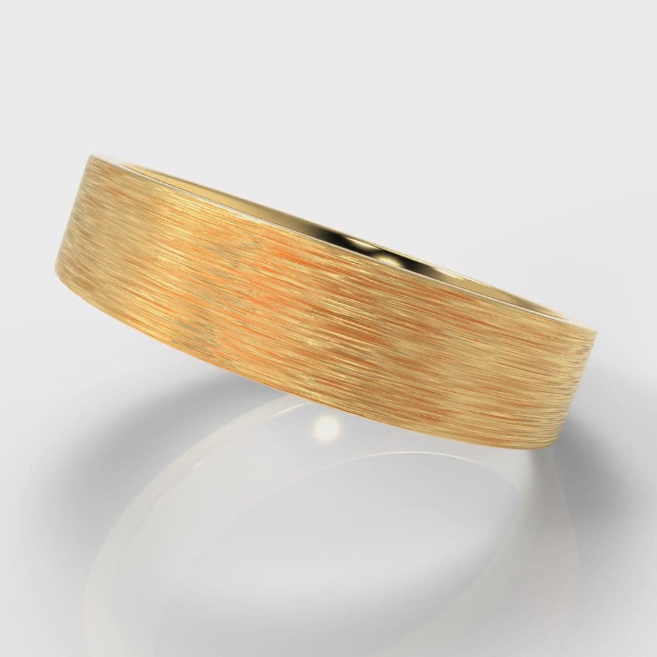 5mm Flat Top Comfort Fit Brushed Wedding Ring - Yellow Gold