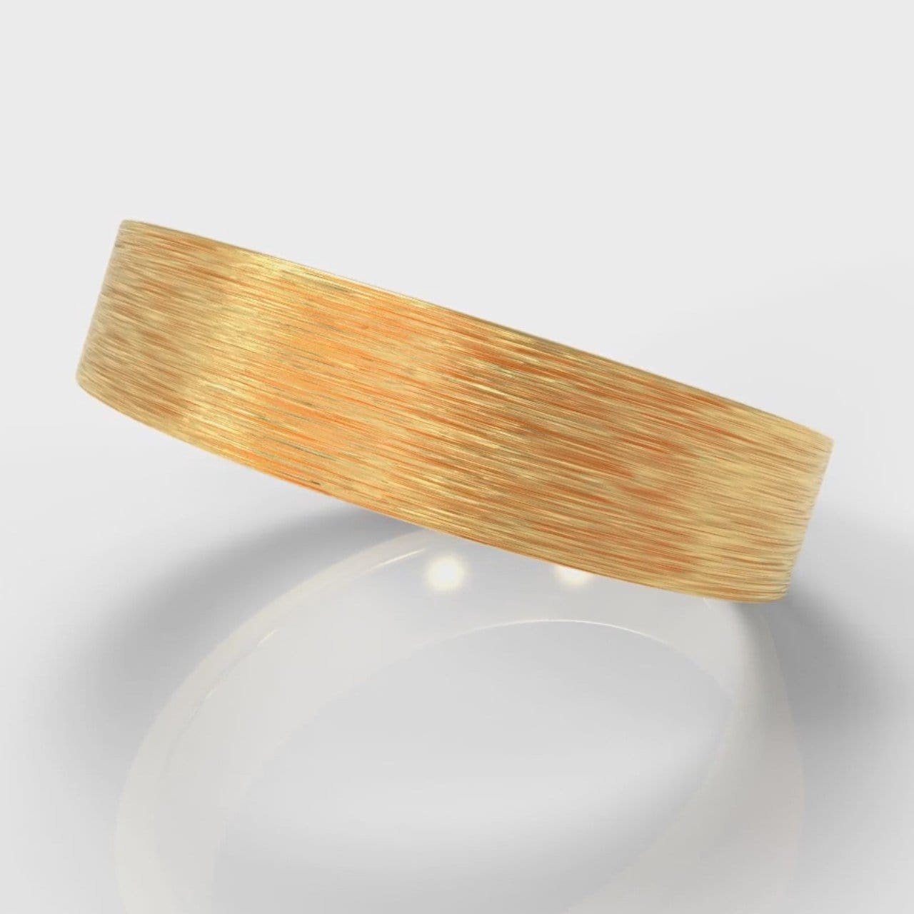 5mm Flat Top Comfort Fit Brushed Wedding Ring - Yellow Gold