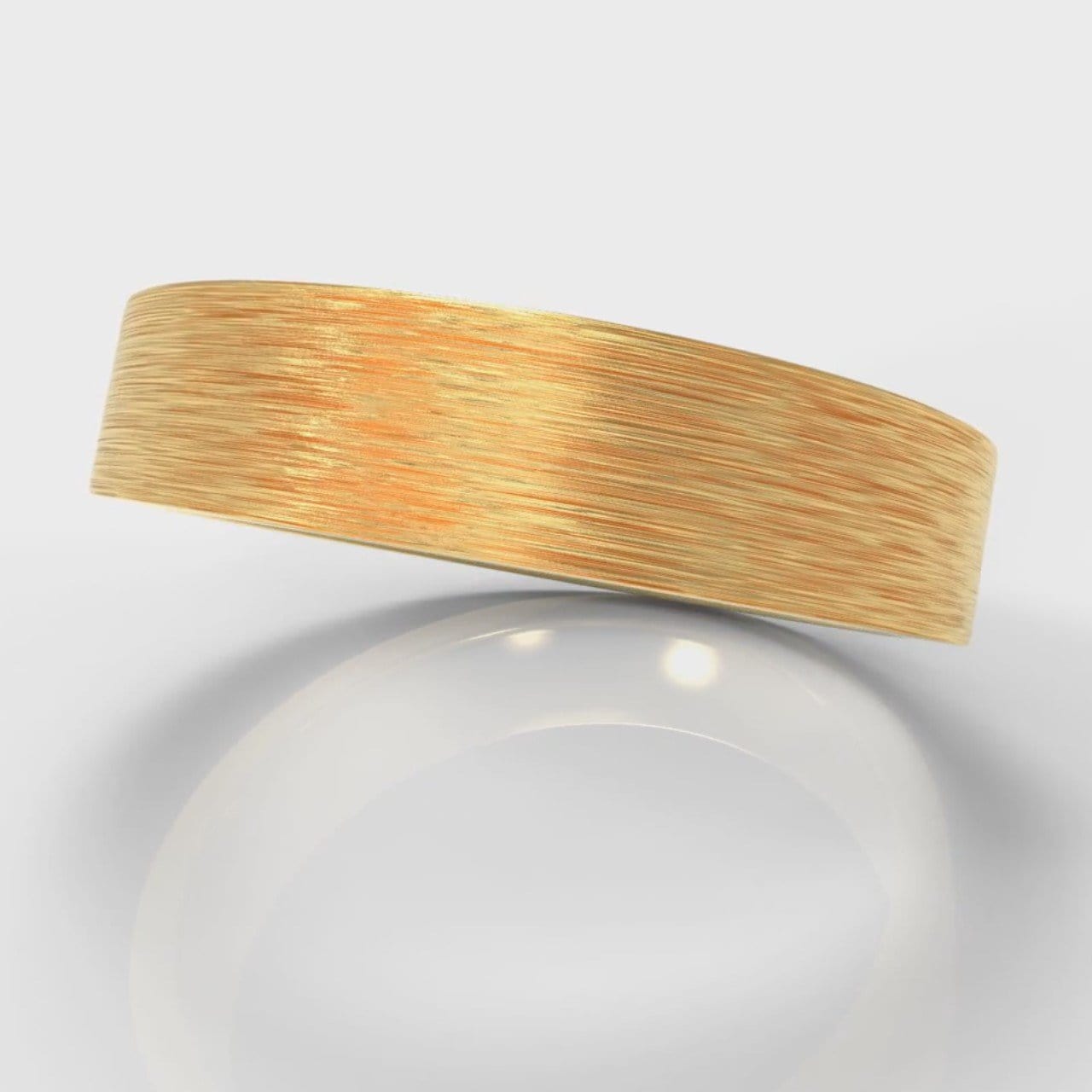 5mm Flat Top Comfort Fit Brushed Wedding Ring - Yellow Gold