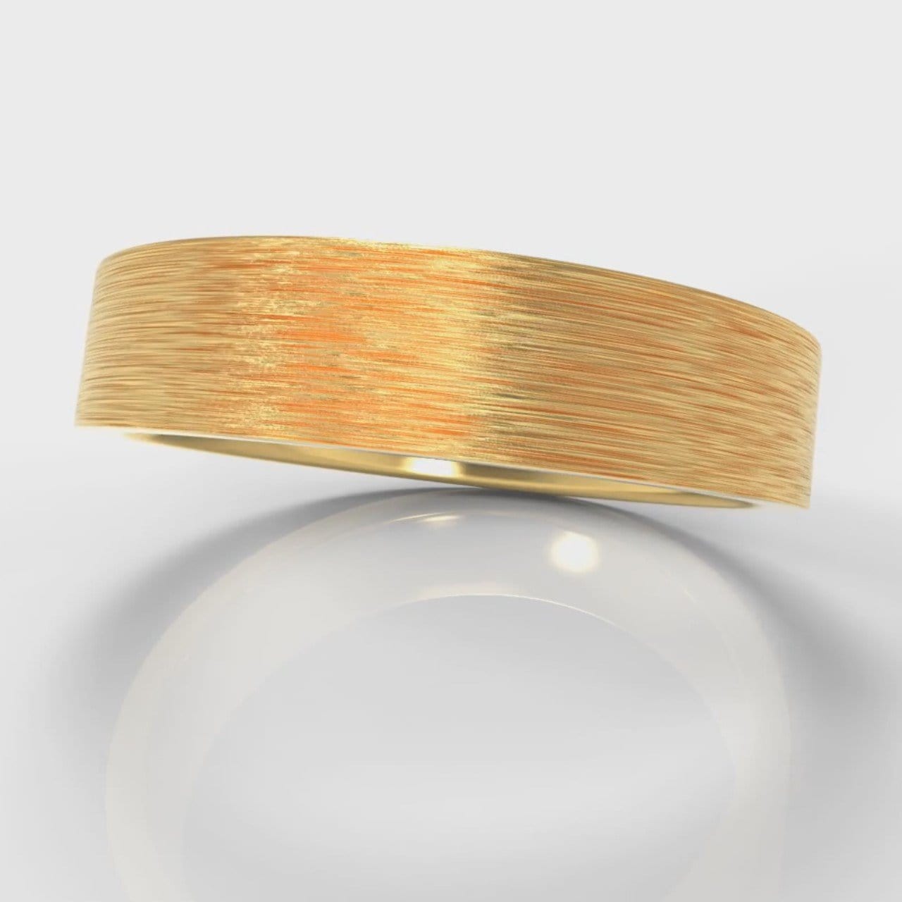 5mm Flat Top Comfort Fit Brushed Wedding Ring - Yellow Gold