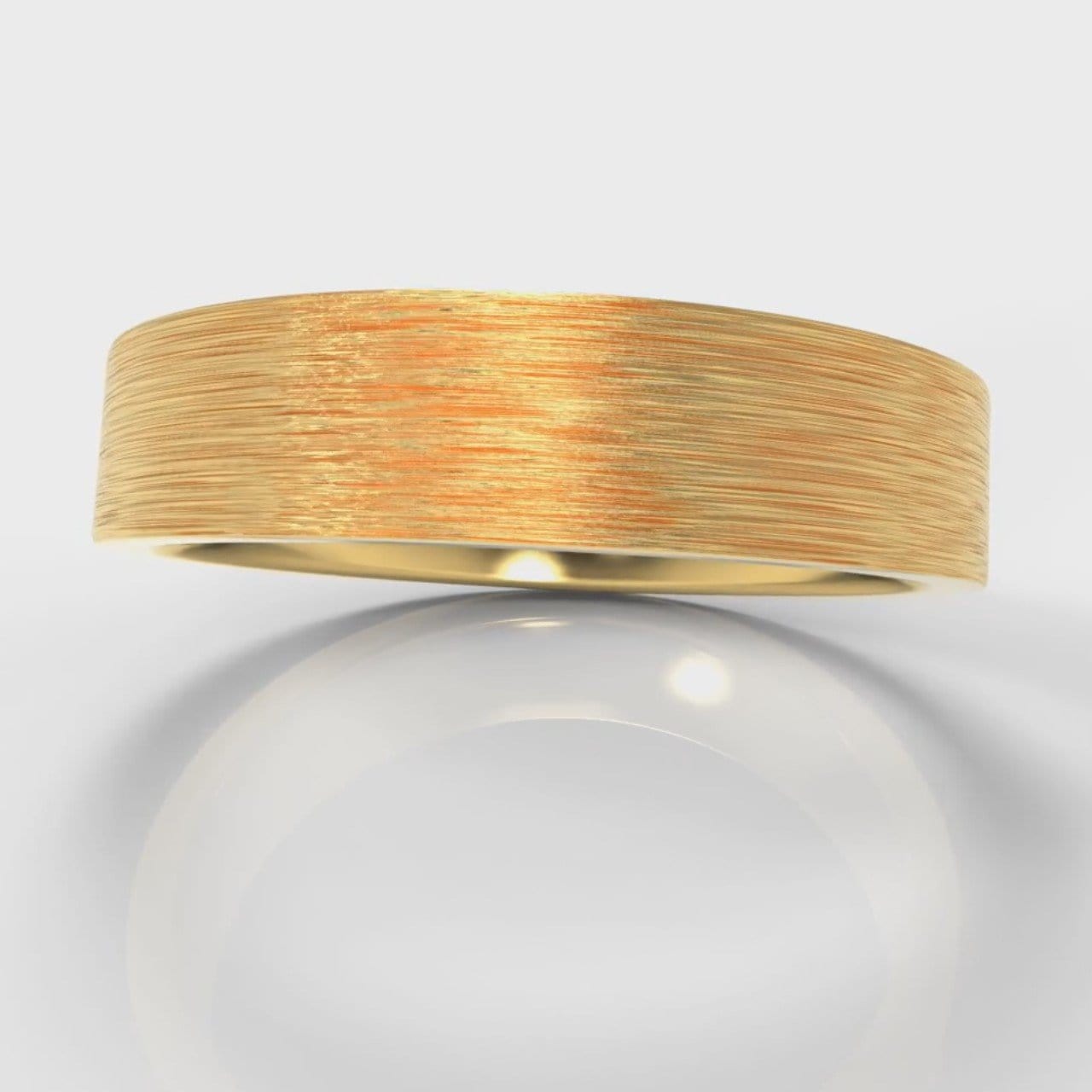 5mm Flat Top Comfort Fit Brushed Wedding Ring - Yellow Gold