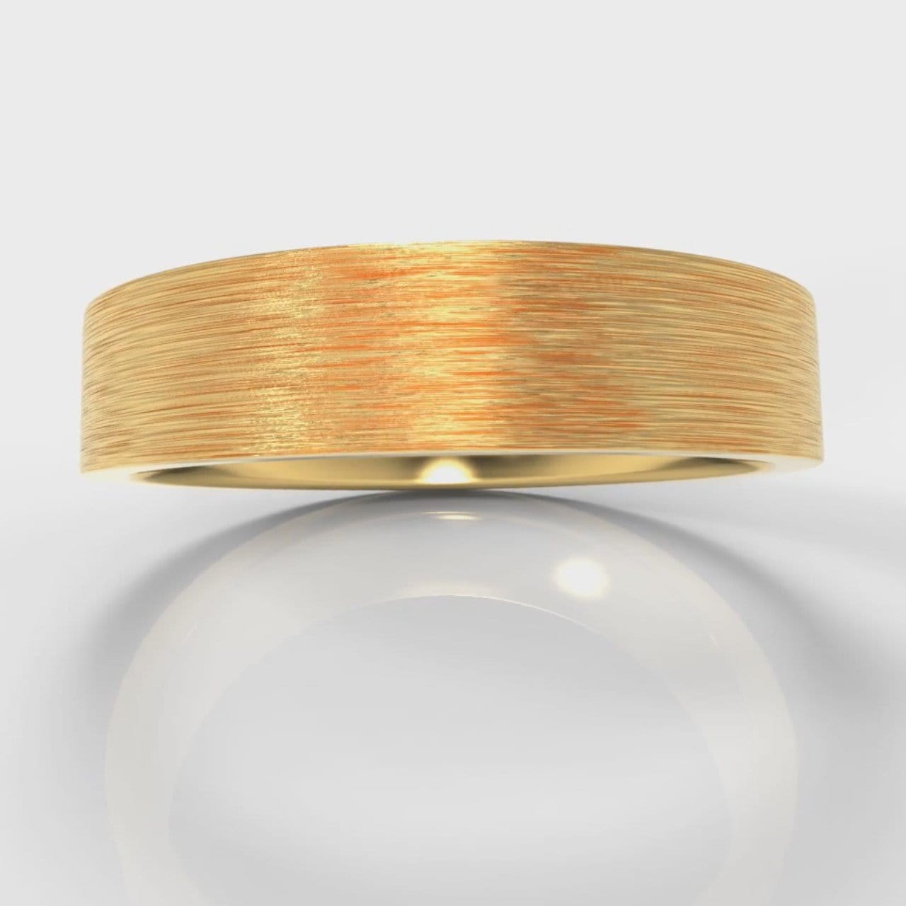 5mm Flat Top Comfort Fit Brushed Wedding Ring - Yellow Gold