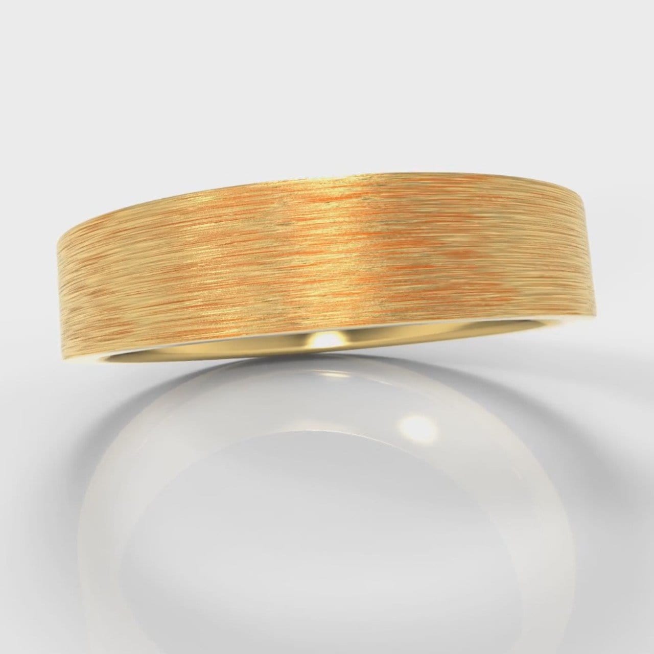 5mm Flat Top Comfort Fit Brushed Wedding Ring - Yellow Gold