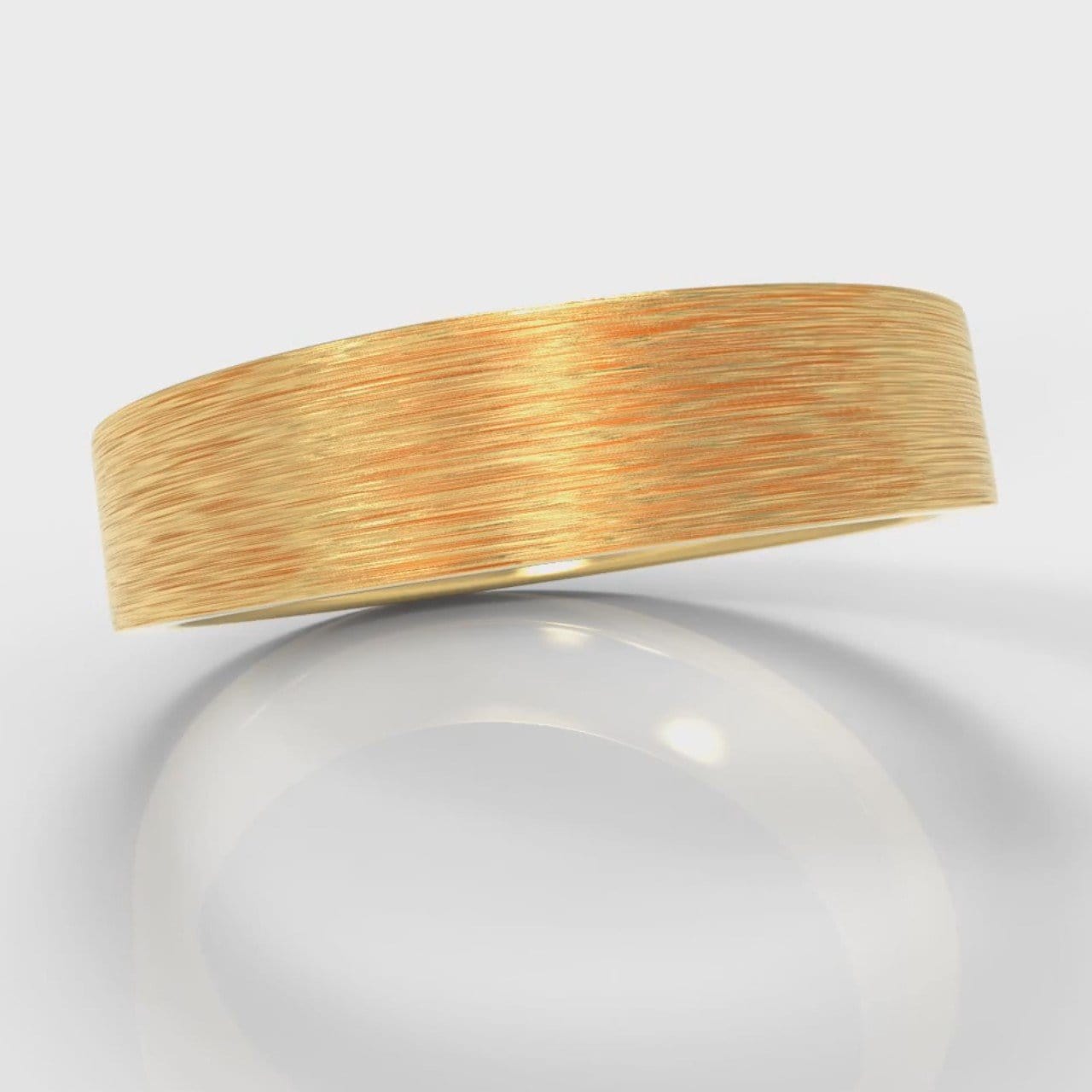5mm Flat Top Comfort Fit Brushed Wedding Ring - Yellow Gold