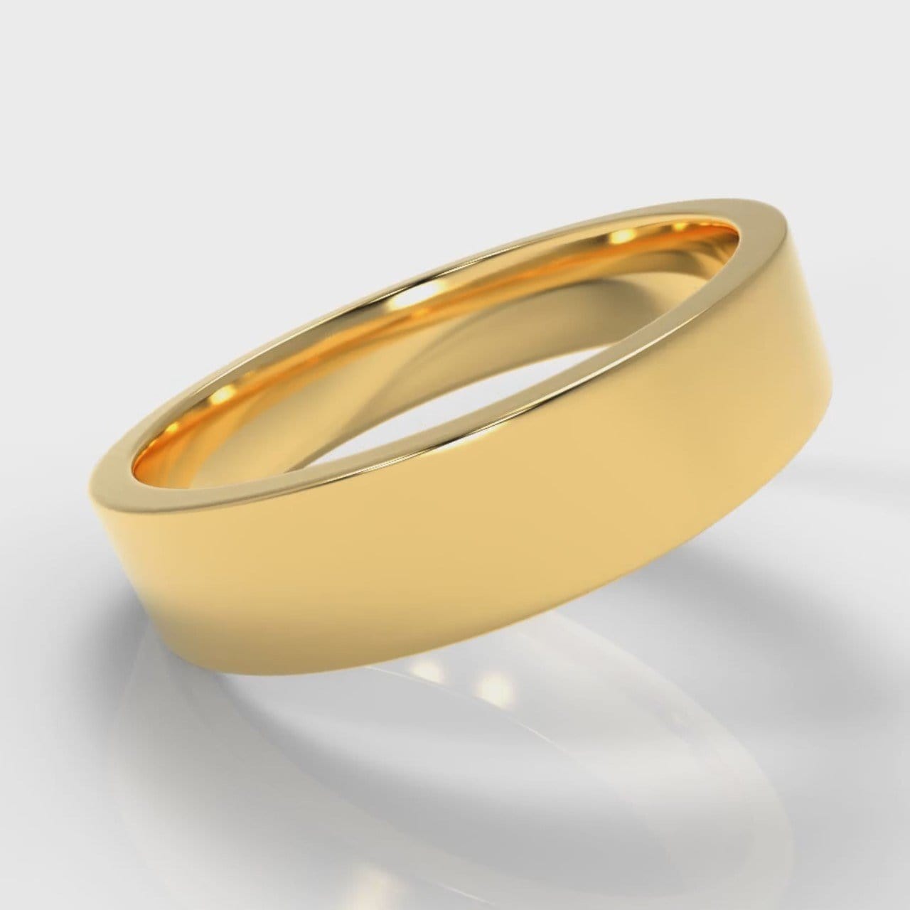 5mm Flat Top Comfort Fit Wedding Ring - Yellow Gold