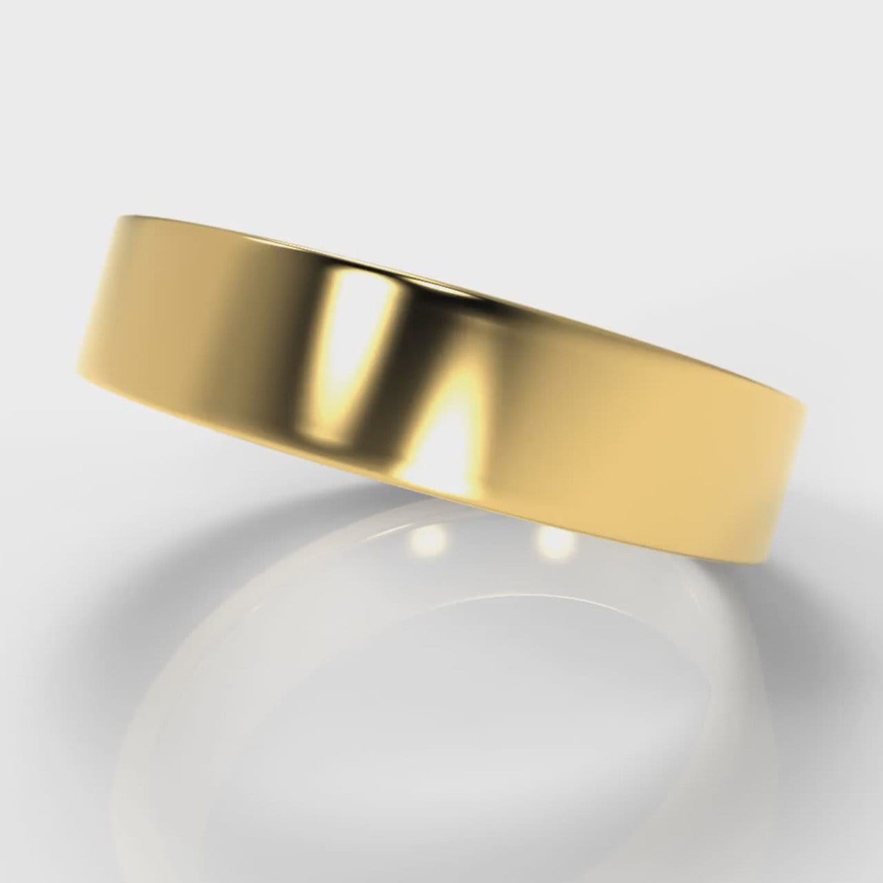 5mm Flat Top Comfort Fit Wedding Ring - Yellow Gold