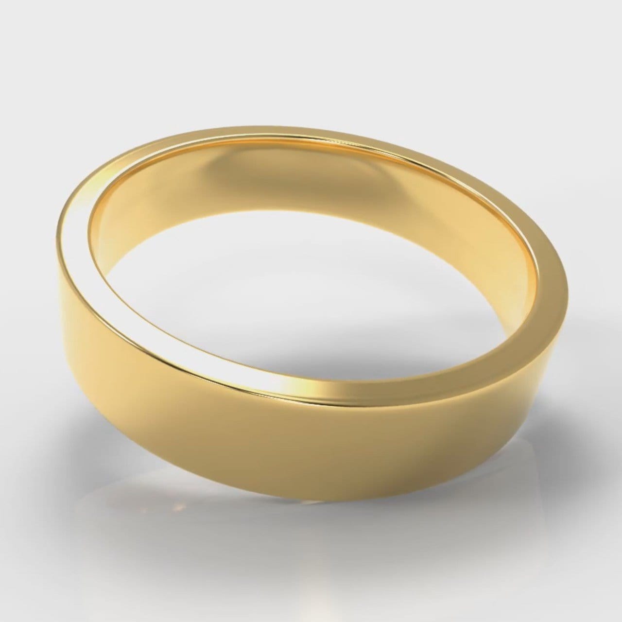 5mm Flat Top Comfort Fit Wedding Ring - Yellow Gold