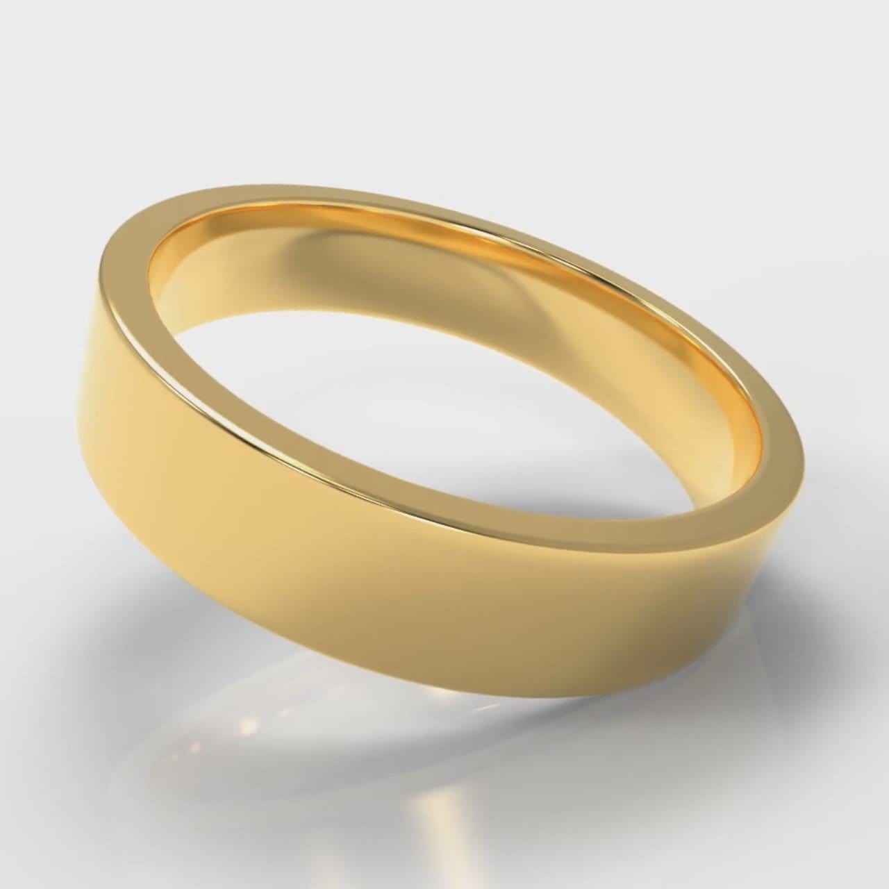 5mm Flat Top Comfort Fit Wedding Ring - Yellow Gold