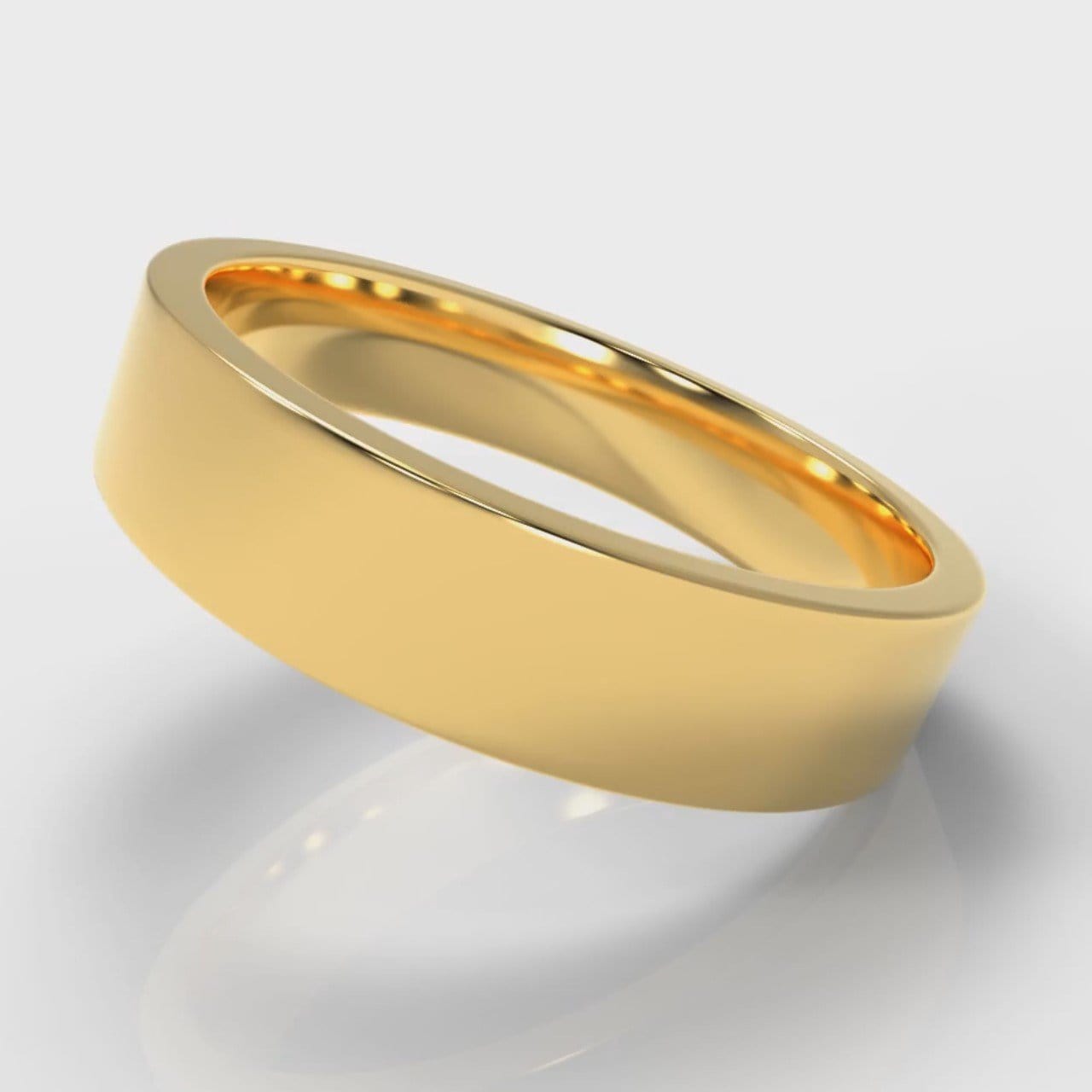5mm Flat Top Comfort Fit Wedding Ring - Yellow Gold