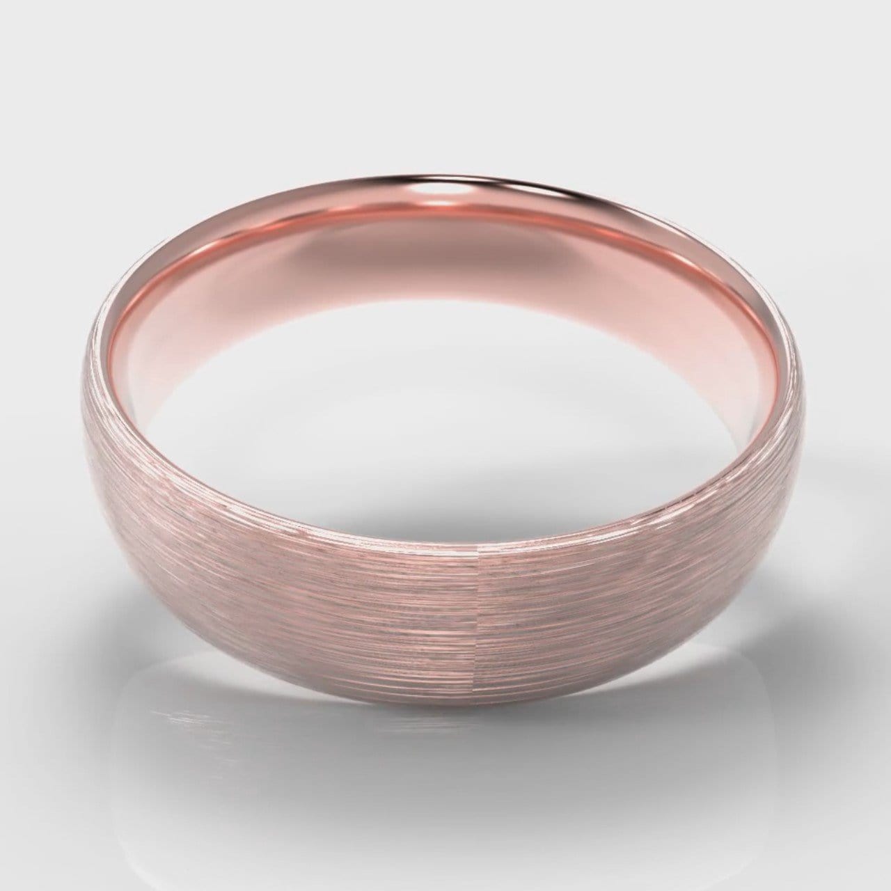 6mm Court Shaped Comfort Fit Brushed Wedding Ring - Rose Gold